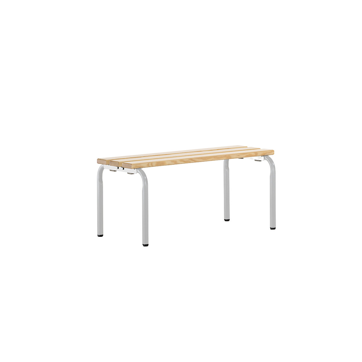 Changing room bench, stackable – Sypro, pine wood slats, length 1015 mm, light grey frame-0