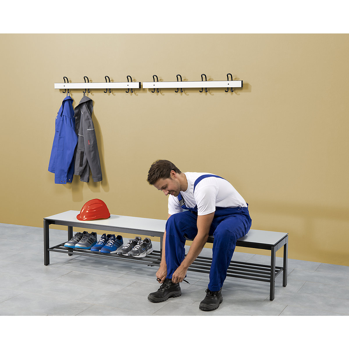 Changing room bench with steel frame – eurokraft pro (Product illustration 3)-2