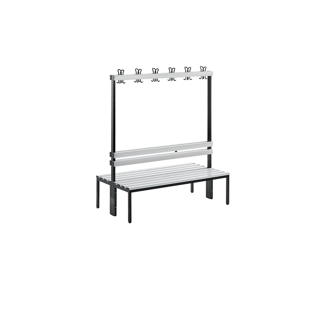 Cloakroom bench, double sided – Wolf (Product illustration 2)-1