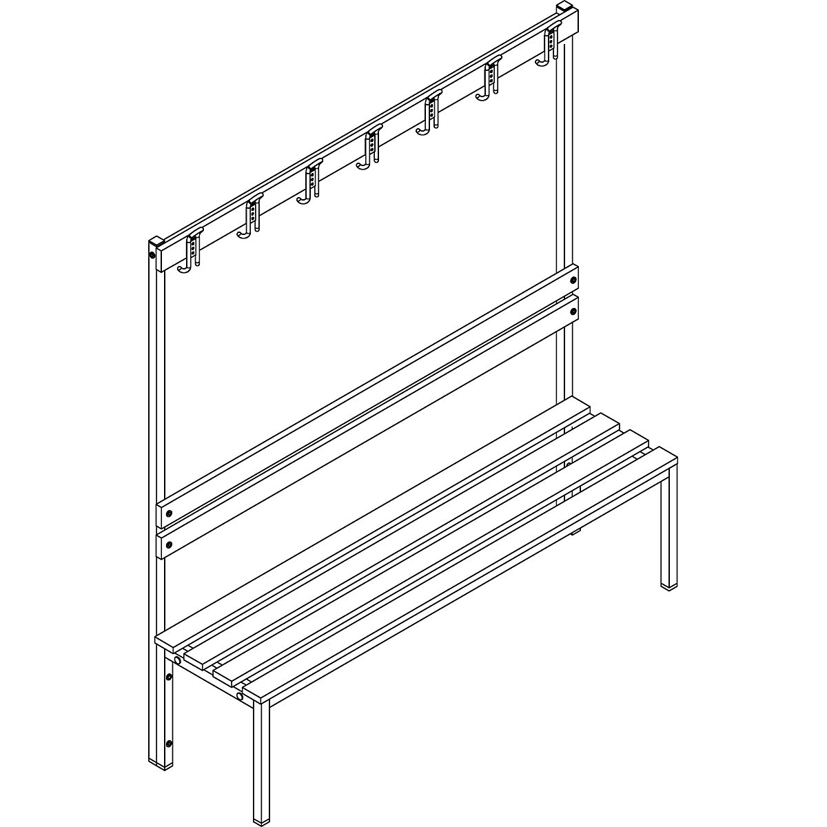 Cloakroom bench with back rest, single sided – eurokraft basic (Product illustration 4)-3