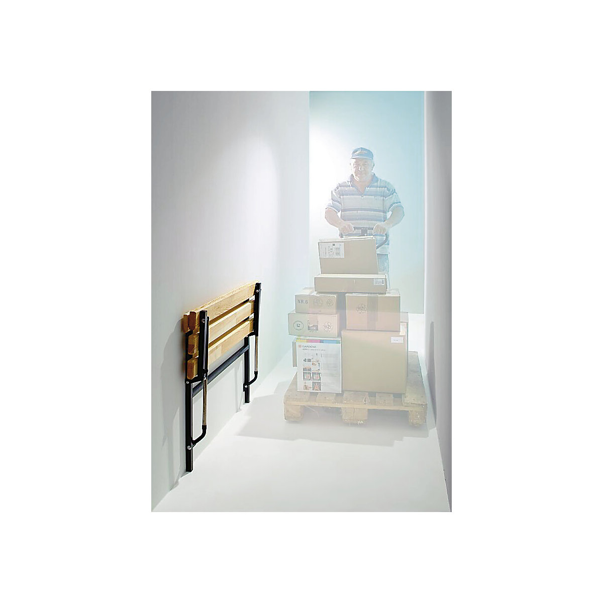 Folding wall-mounted bench – Sypro (Product illustration 4)-3