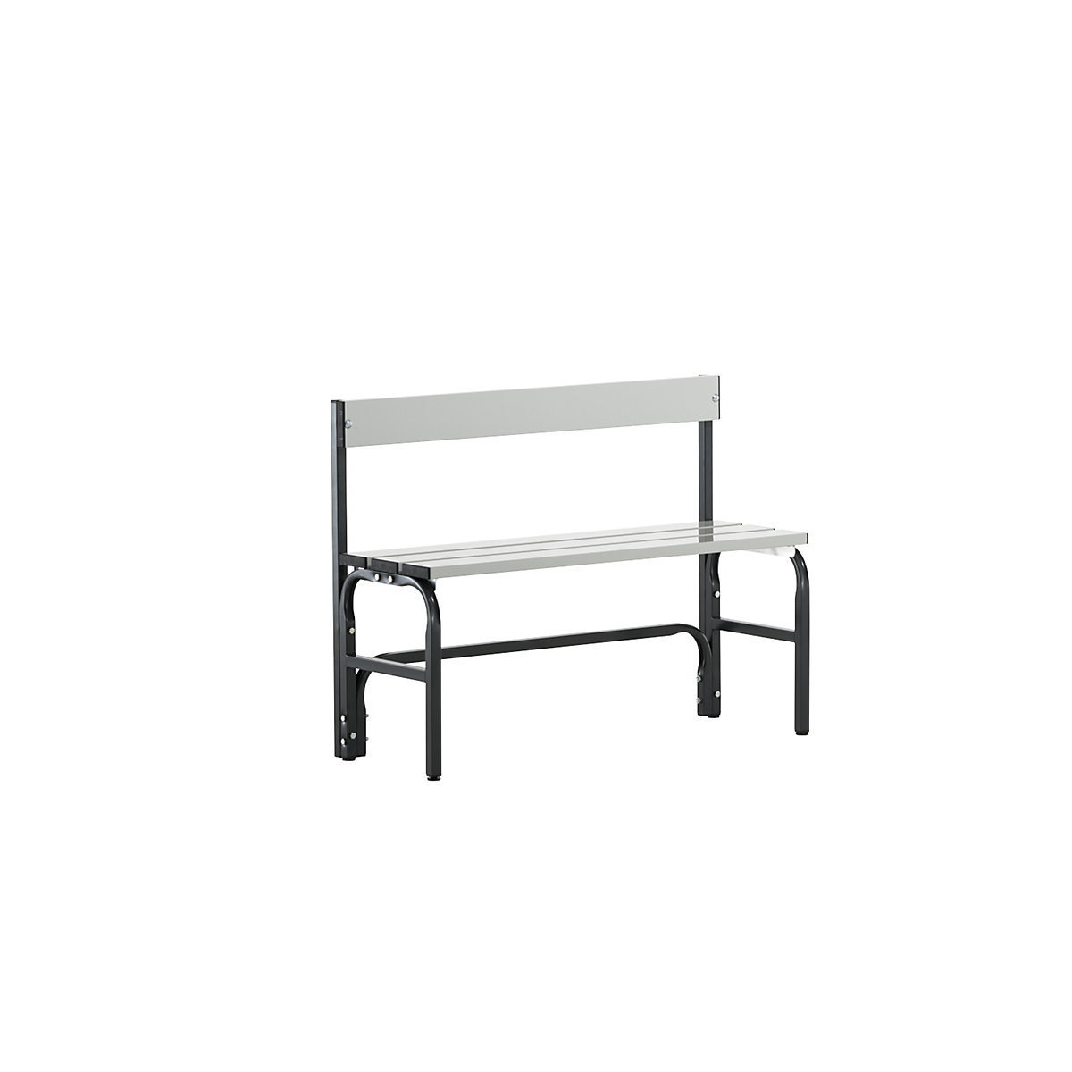 Half height changing room bench with back rest, single-sided – Sypro