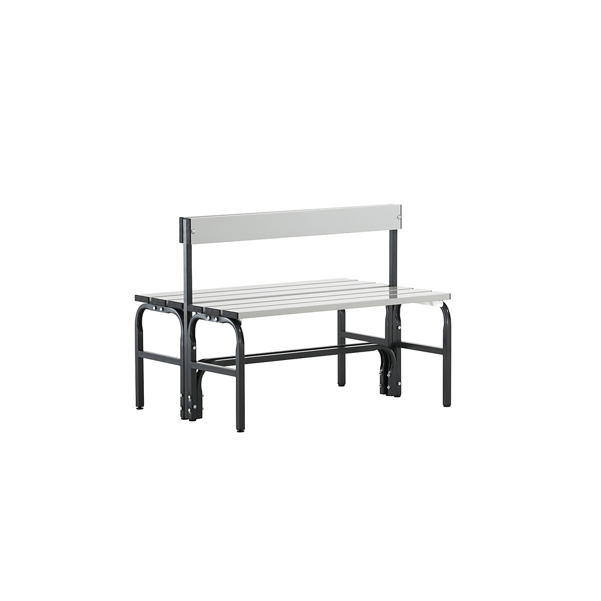 Half height cloakroom bench with back rest, double sided - Sypro
