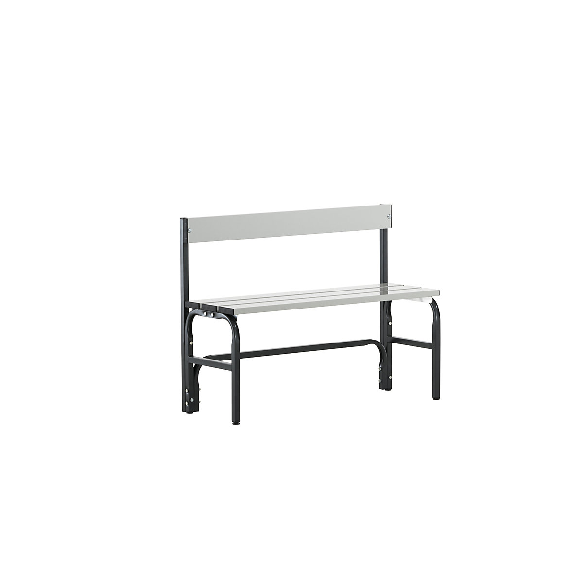 Half height cloakroom bench with back rest, single-sided – Sypro