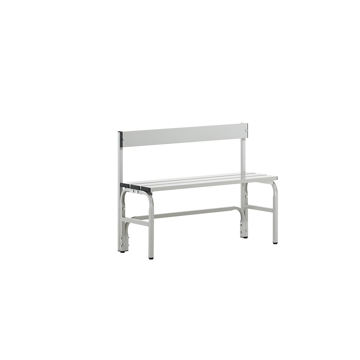 Half height cloakroom bench with back rest, single-sided – Sypro