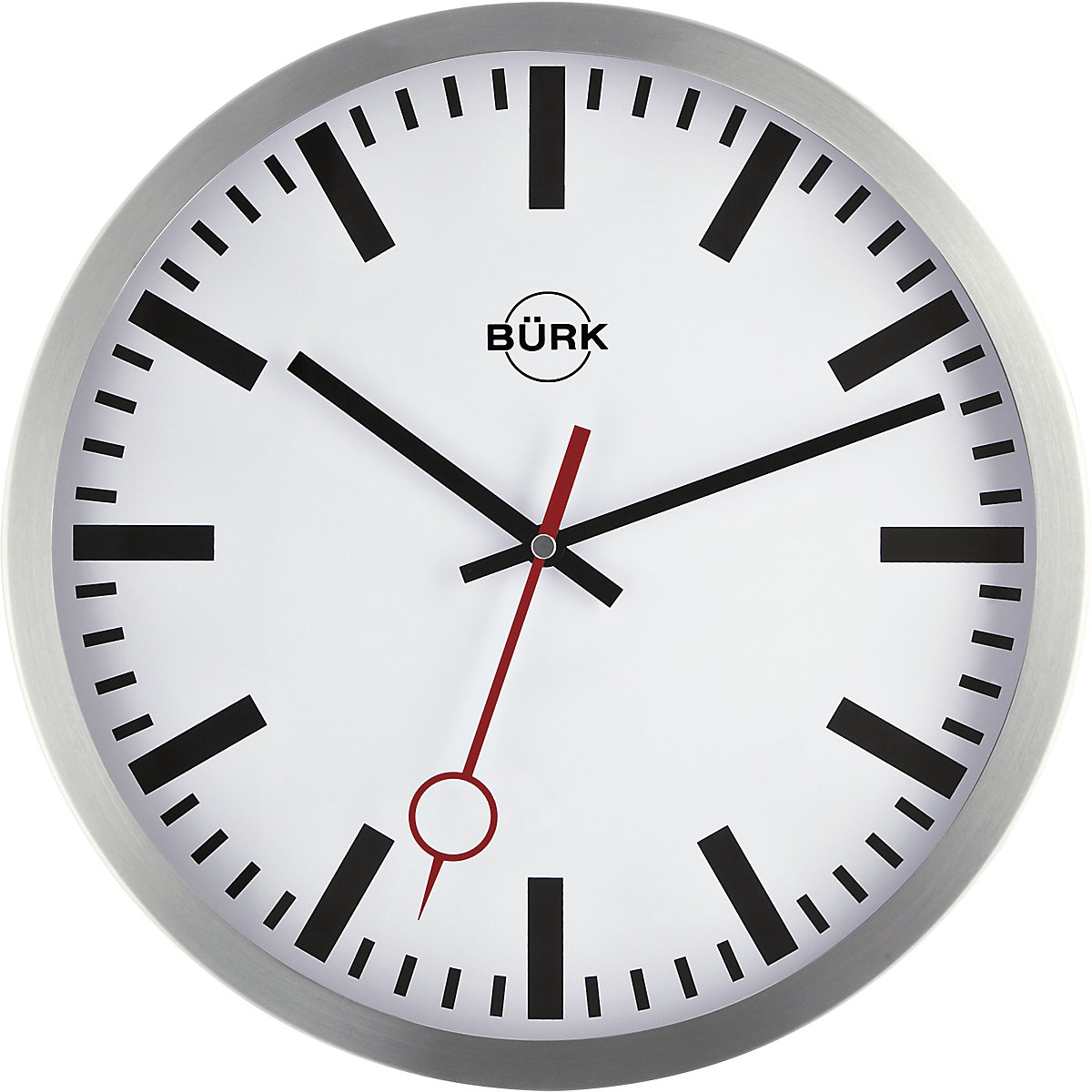 Wall clock made of brushed aluminium