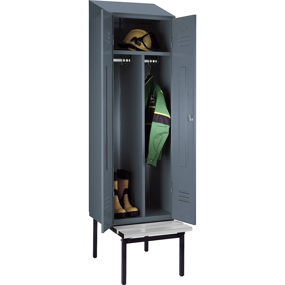 Berlin 2 clean and dirty locker with bench seat – Wolf