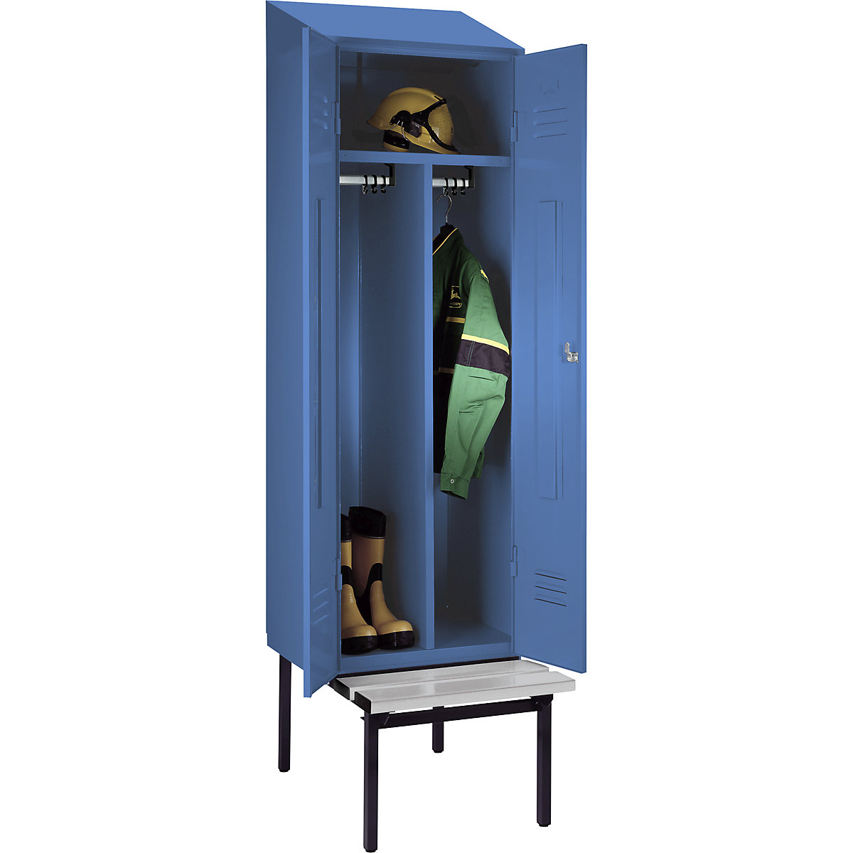 Berlin 2 clean and dirty locker with bench seat – Wolf