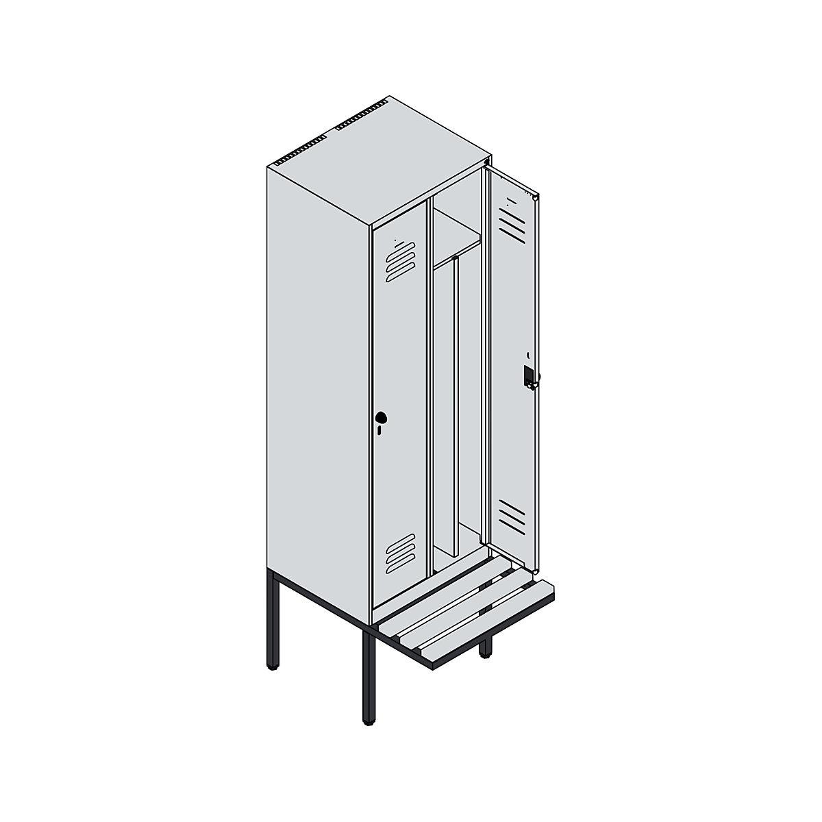 Classic PLUS clean and dirty bench seat clothes locker, narrow – C+P (Product illustration 3)-2