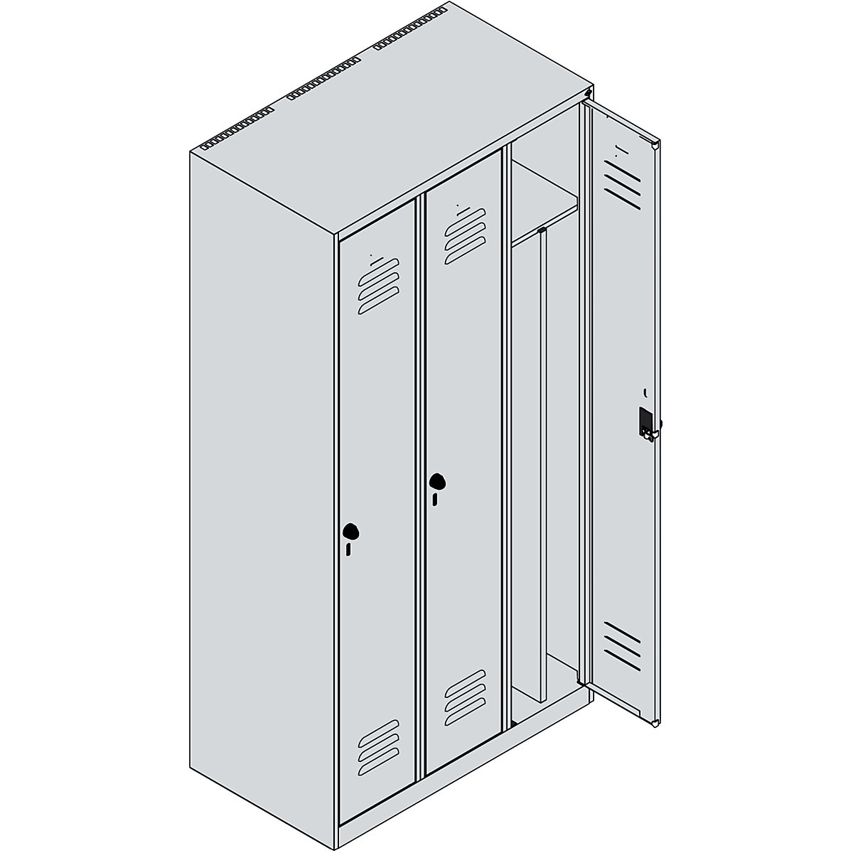 Classic PLUS clean and dirty clothes locker, narrow – C+P (Product illustration 3)-2