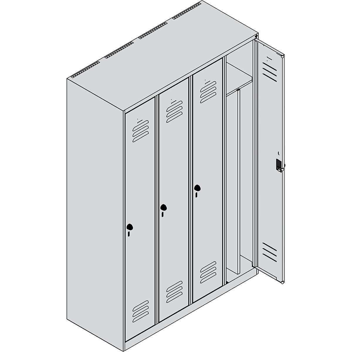 Classic PLUS clean and dirty clothes locker, narrow – C+P (Product illustration 3)-2