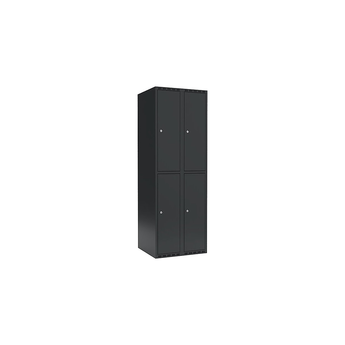 Fydor double deck clothes locker, 2 compartments, grey, W 600 mm, 2 compartments, flat roof shape, cylinder lock-0