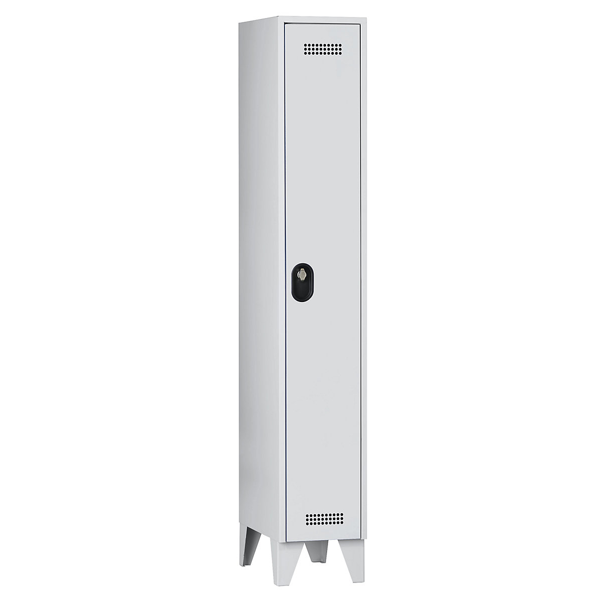Köln clothes locker – Wolf, 1 compartment, light grey, 300 mm-0