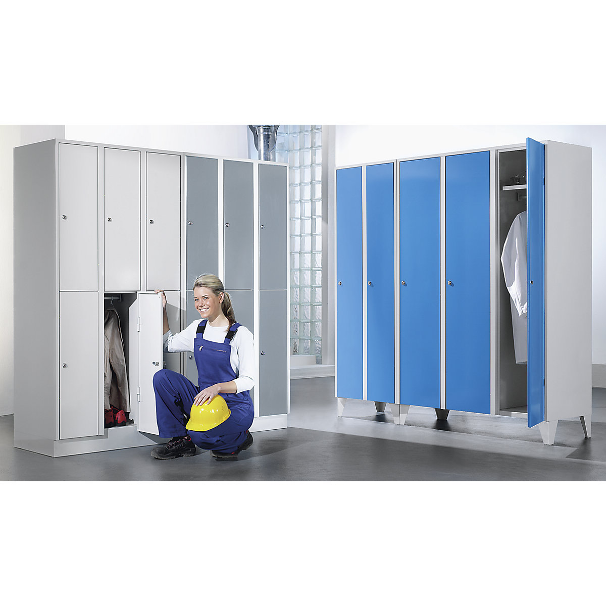 München double deck clothes locker – Wolf (Product illustration 2)-1