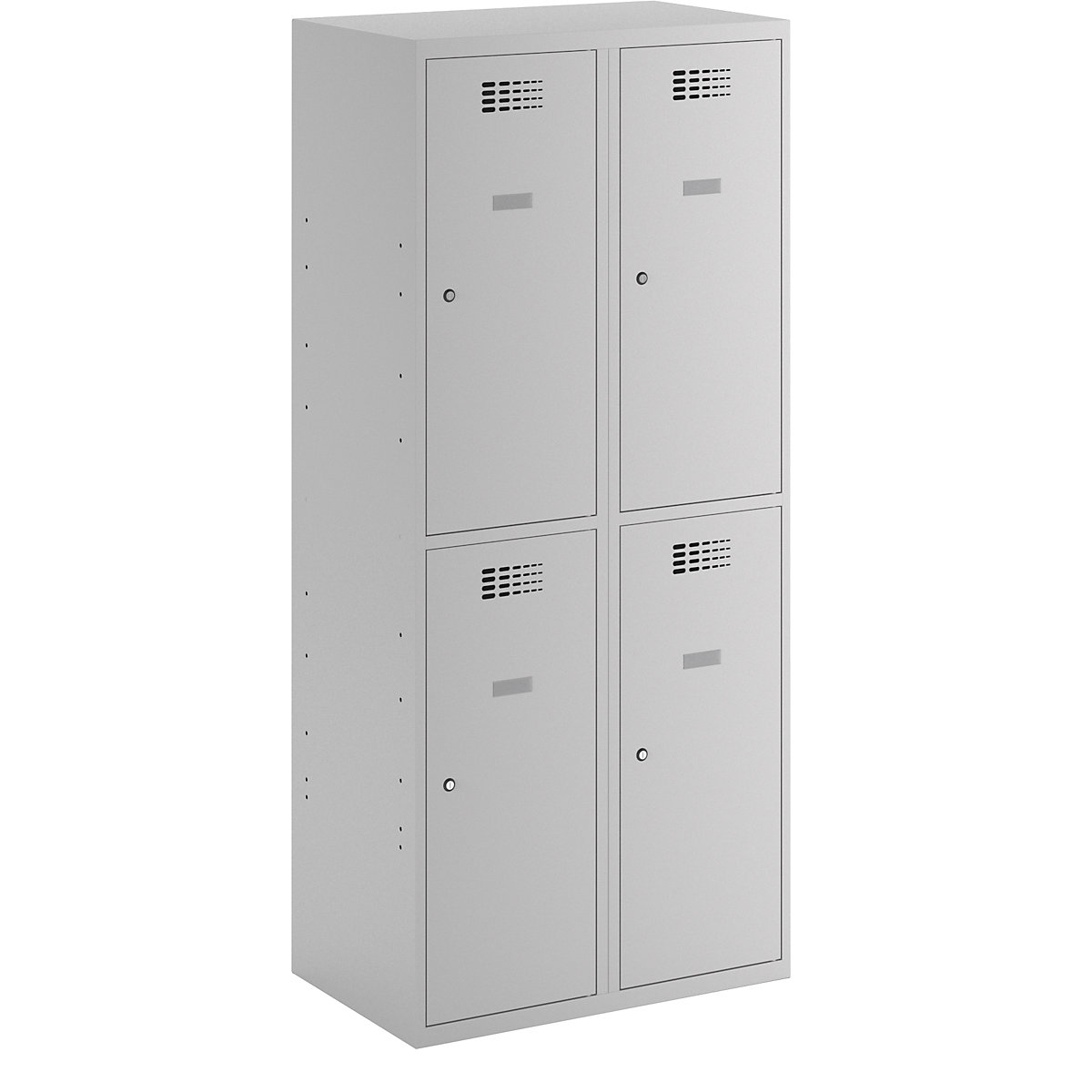 Suwalki double deck clothes locker, 2 compartments, light grey, W 800 mm, with base plinth-0