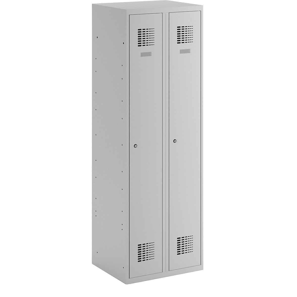 Suwalki locker, 2 compartments, light grey, W 600 mm, with base plinth-0