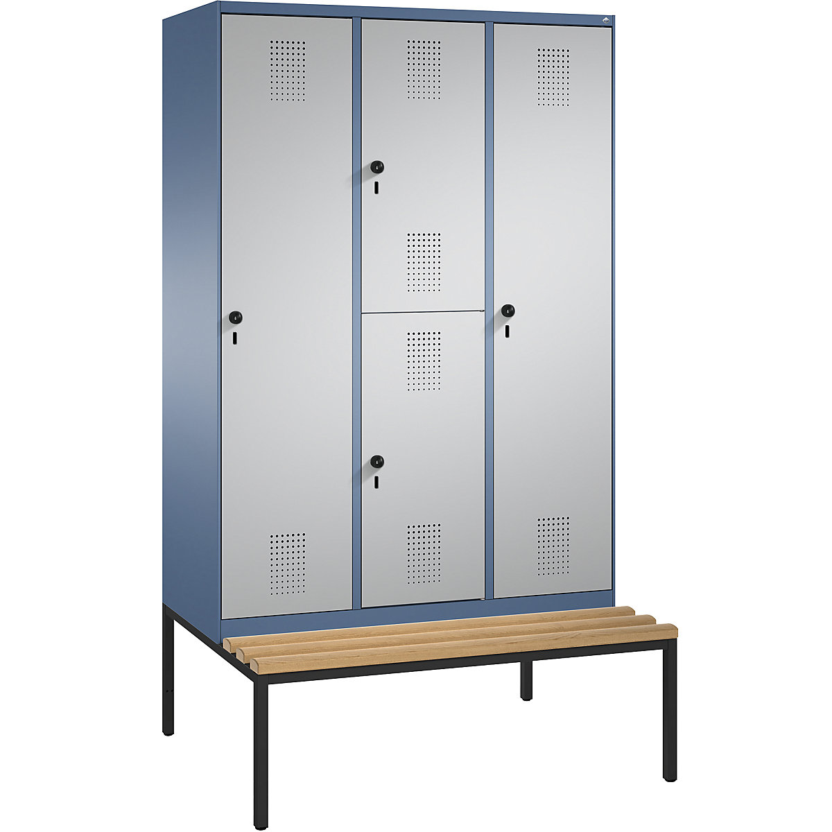 EVOLO combination cupboard, single and double tier, with bench - C+P