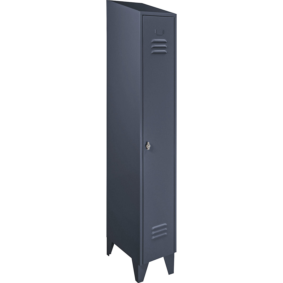 Steel cupboard with sloping top, full height compartments - Wolf