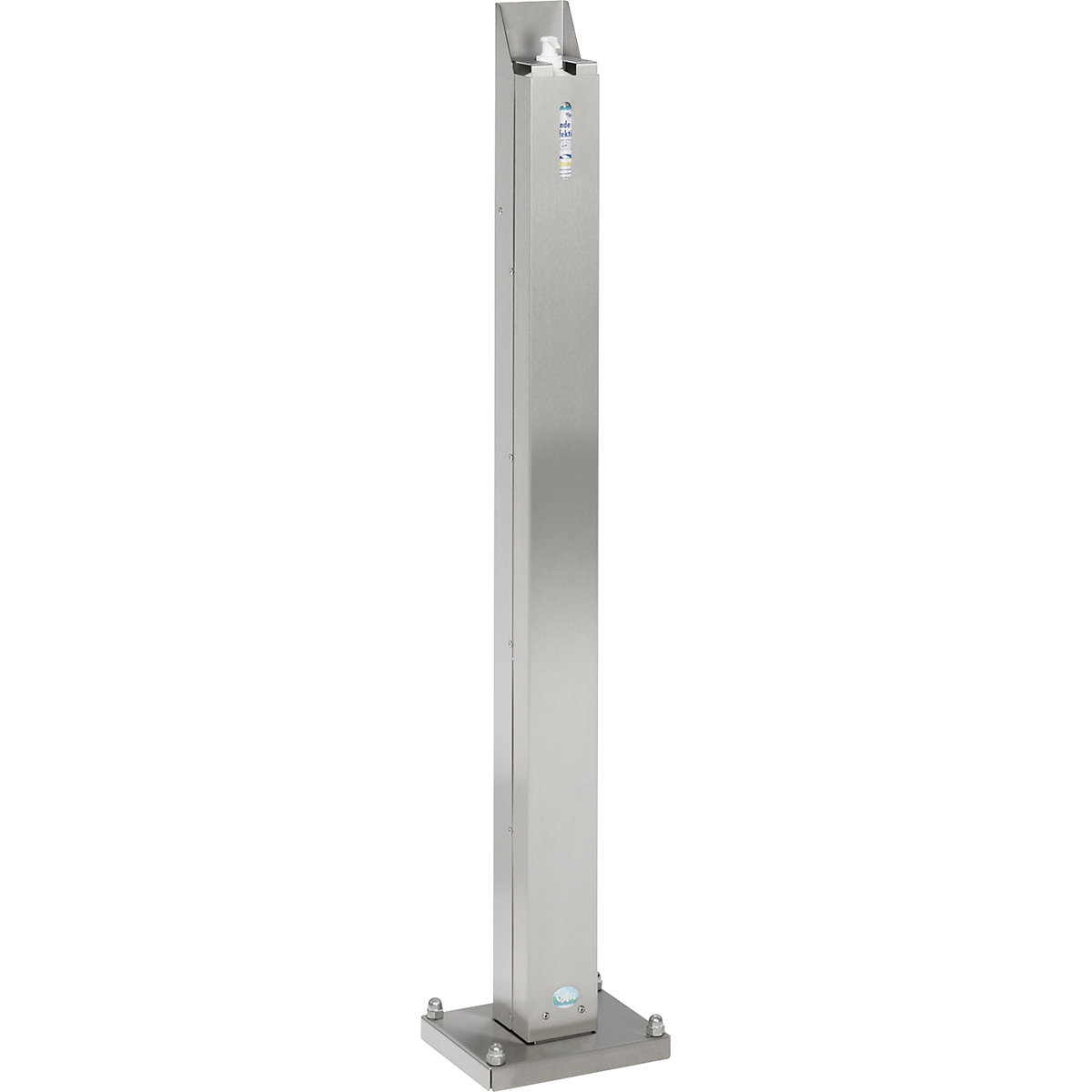 Hand disinfection column – VAR, for 0.5 l Euro bottles, stainless steel-0