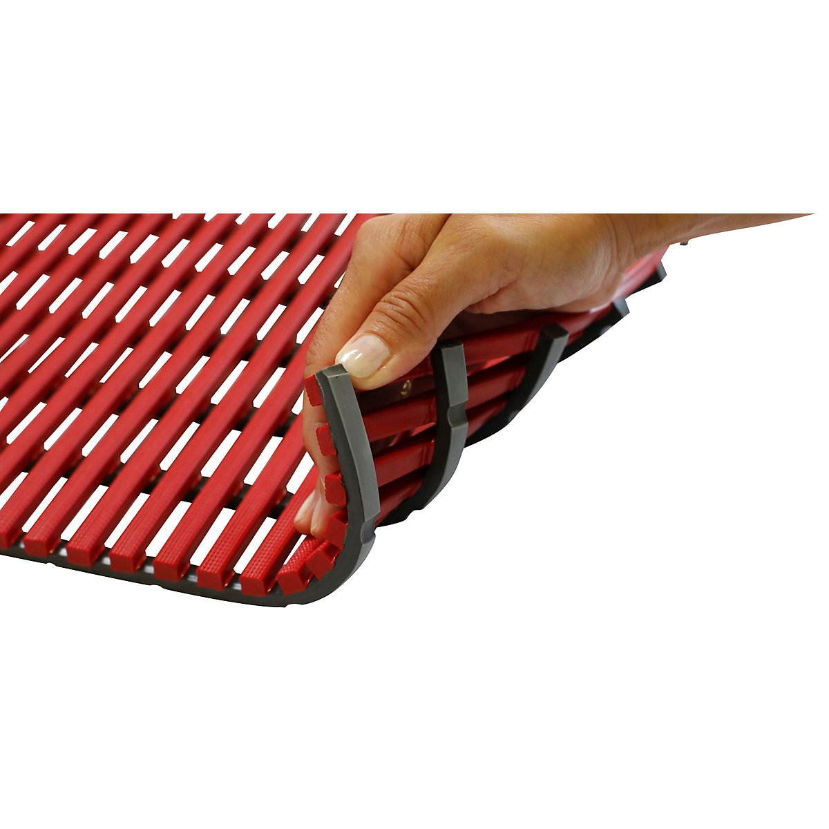 Wet room mat, anti-bacterial – EHA, per metre, red, width 600 mm-6