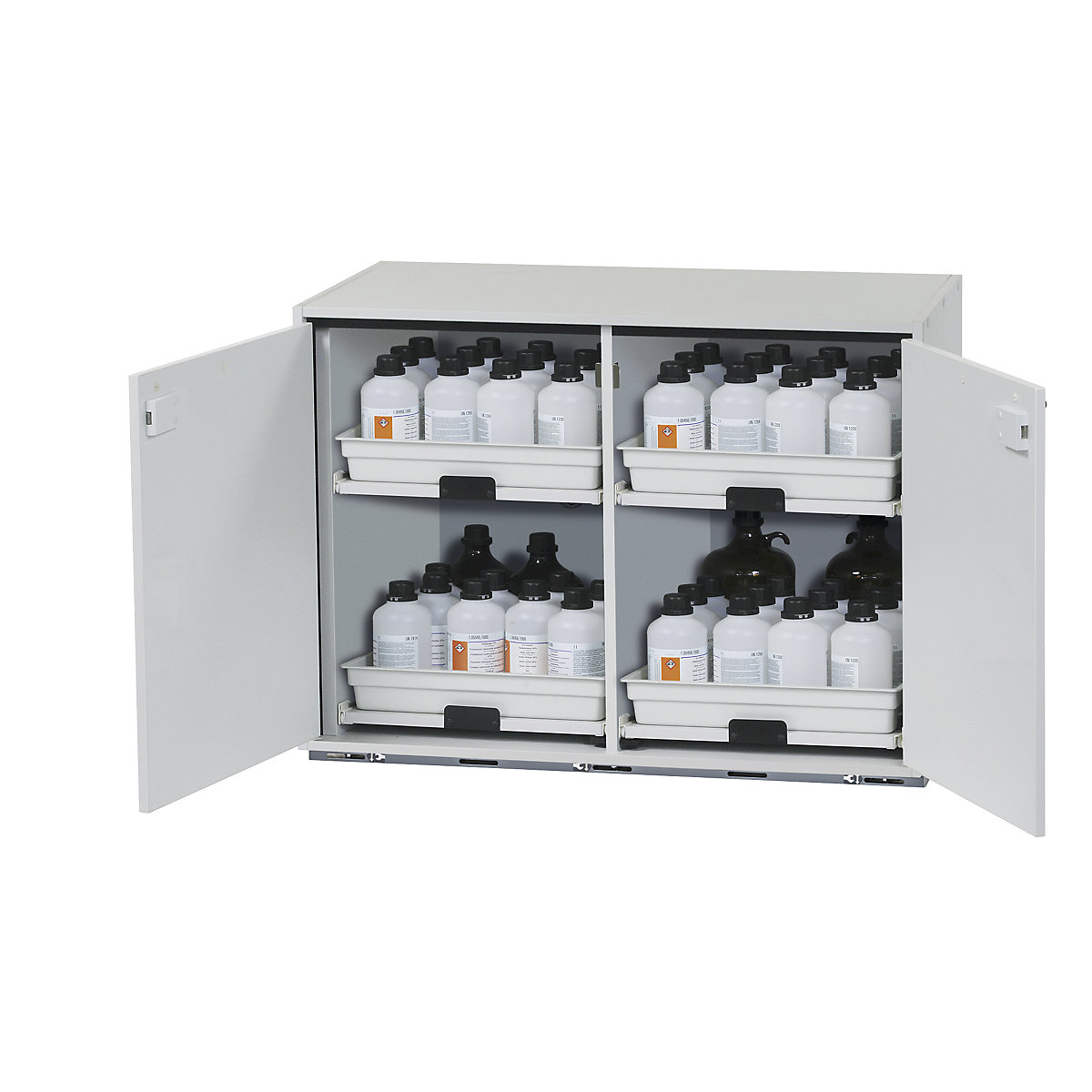 asecos Gefahrstoffunterbauschrank für Säuren und Laugen, 2-türig, HxBxT 800 x 1100 x 570 mm, 4 Auszüge