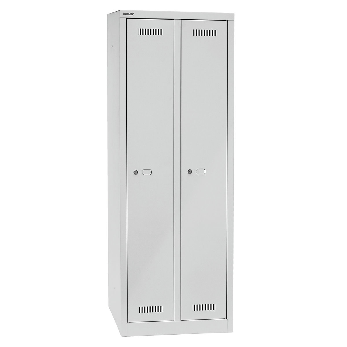 BISLEY MonoBloc™ Garderobenschrank, lichtgrau, 2 Abteile, Breite 610 mm