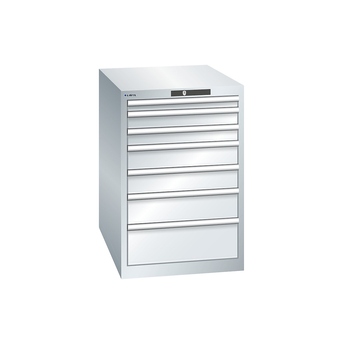 LISTA Schubladenschrank, 7 Schubladen, BxTxH 564 x 724 x 850 mm, lichtgrau