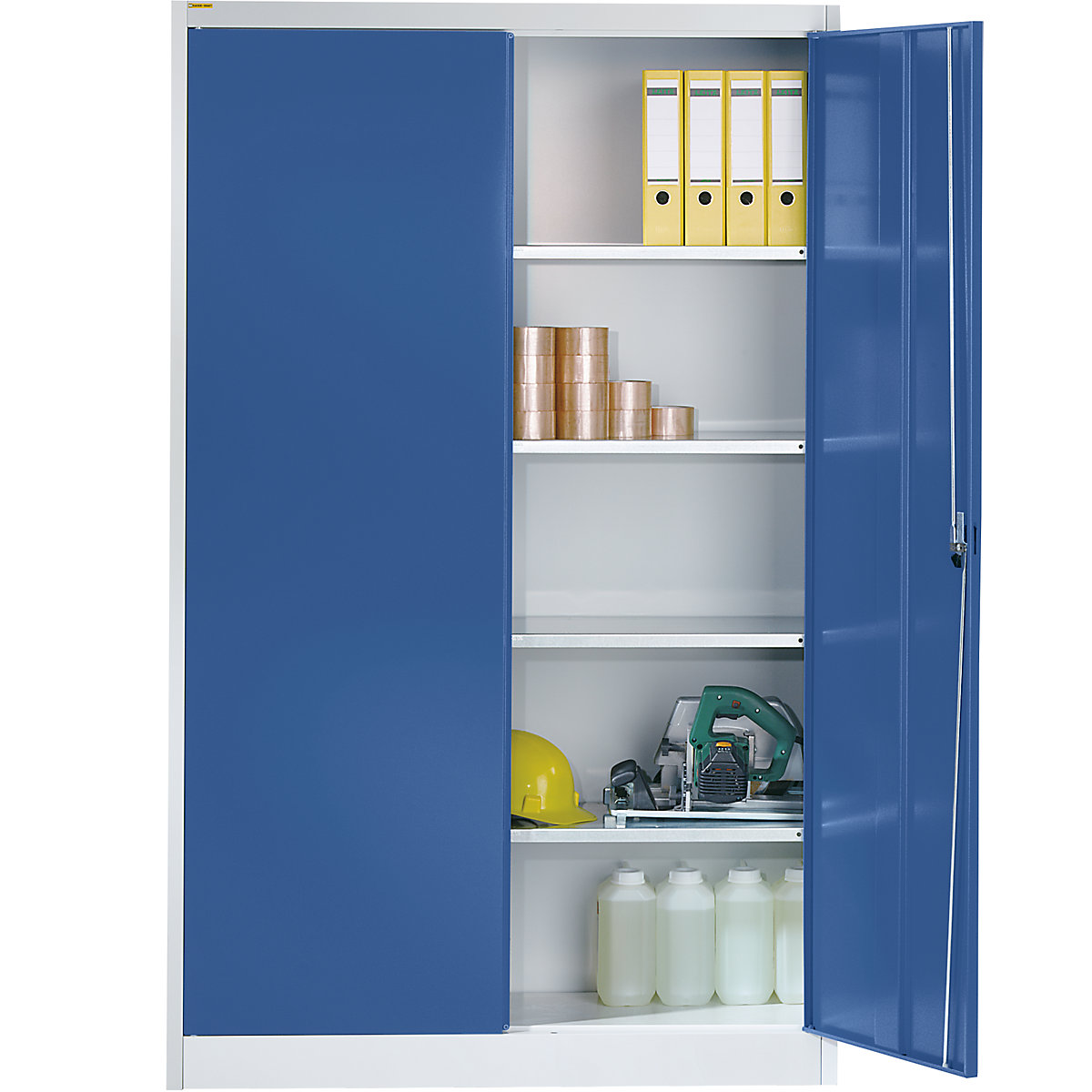 Storage cupboard – mauser, HxWxD 1950 x 1200 x 500 mm, light grey / brilliant blue-2