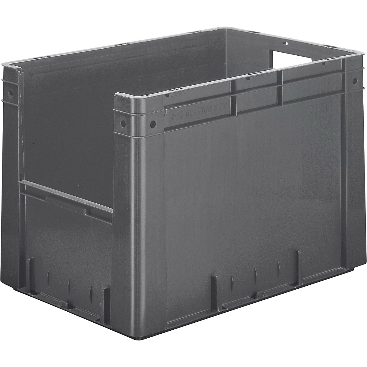 Bac gerbable normes Europe avec zone de préhension, capacité 80 l, L x l x h 600 x 400 x 420 mm, lot de 2, gris-1