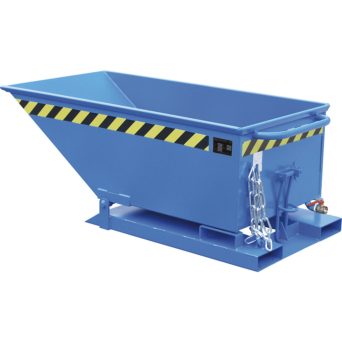 Benne basculante pour copeaux, version basse – eurokraft pro, capacité 250 litres, bleu clair-1