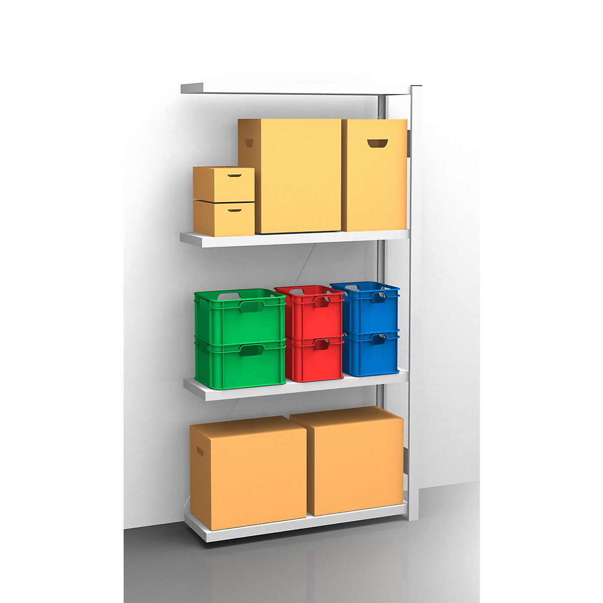 Rayonnage emboîtable à tablettes, galvanisé – eurokraft pro