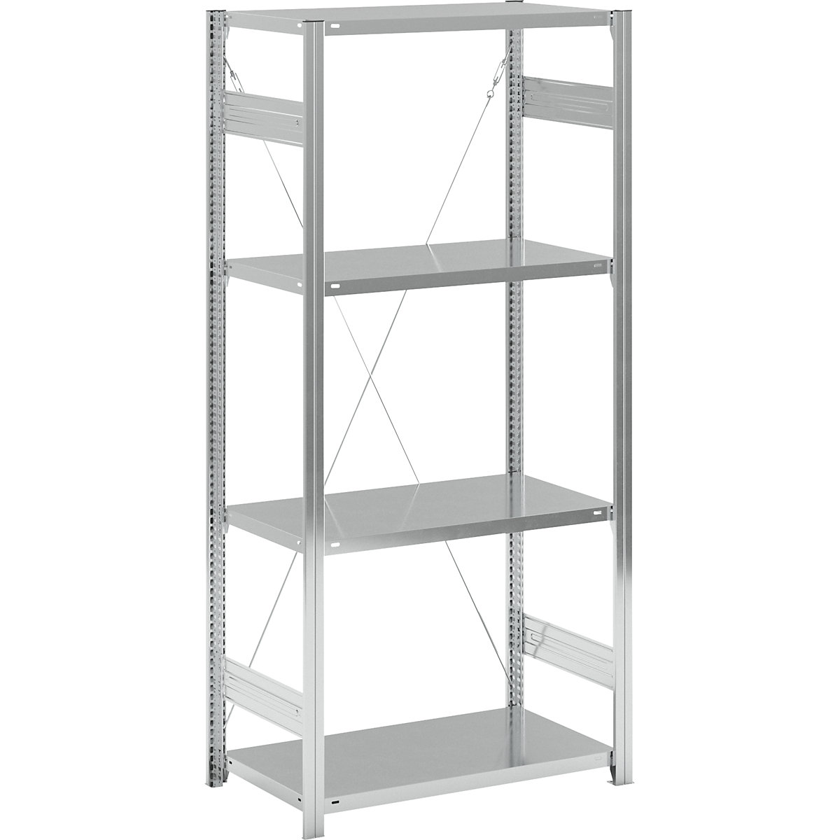 Rayonnage emboîtable à tablettes, galvanisé – eurokraft pro, simple face, hauteur rayonnage 2000 mm, largeur tablettes 965 mm, rayonnage de base, profondeur tablettes 550 mm-15