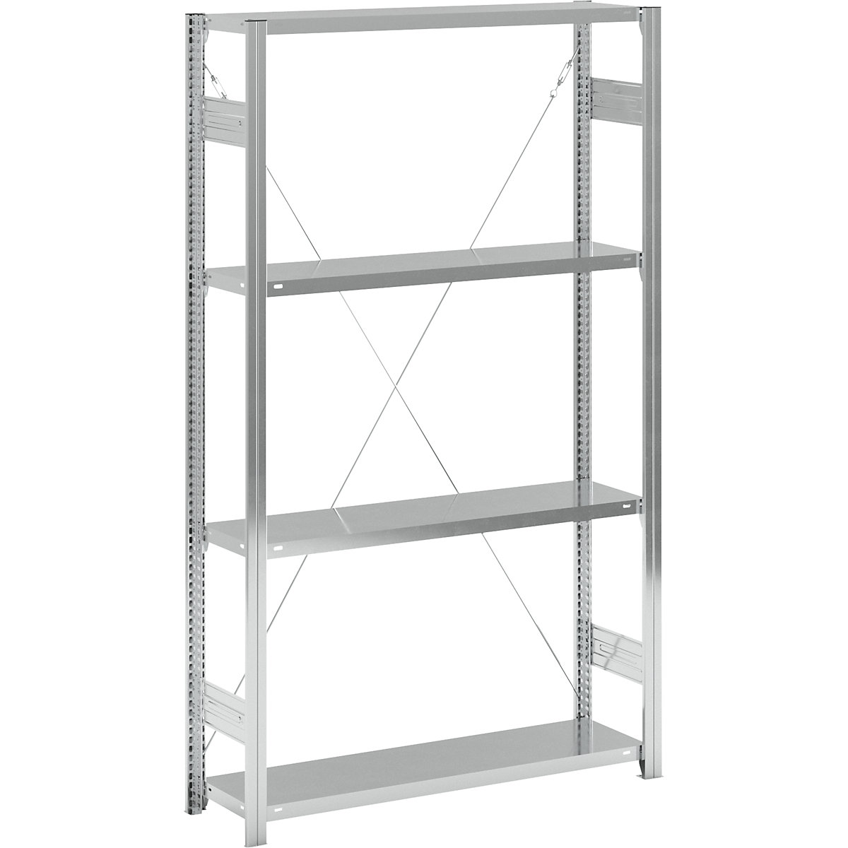 Rayonnage emboîtable à tablettes, galvanisé – eurokraft pro, simple face, hauteur rayonnage 2000 mm, largeur tablettes 1215 mm, rayonnage de base, profondeur tablettes 350 mm-13