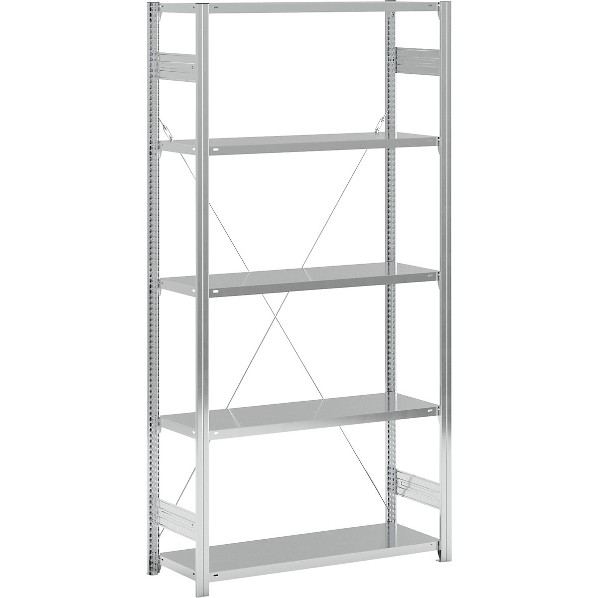 Rayonnage emboîtable à tablettes, galvanisé – eurokraft pro, simple face, hauteur rayonnage 2350 mm, largeur tablettes 1215 mm, rayonnage de base, profondeur tablettes 450 mm-7