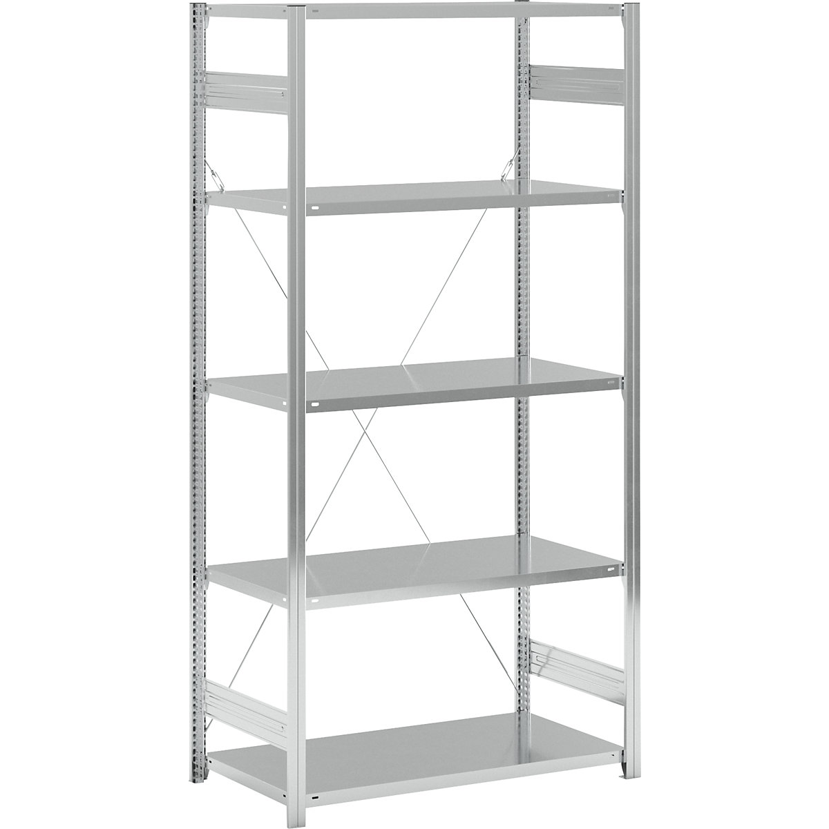 Rayonnage emboîtable à tablettes, galvanisé – eurokraft pro, simple face, hauteur rayonnage 2350 mm, largeur tablettes 1215 mm, rayonnage de base, profondeur tablettes 650 mm-10