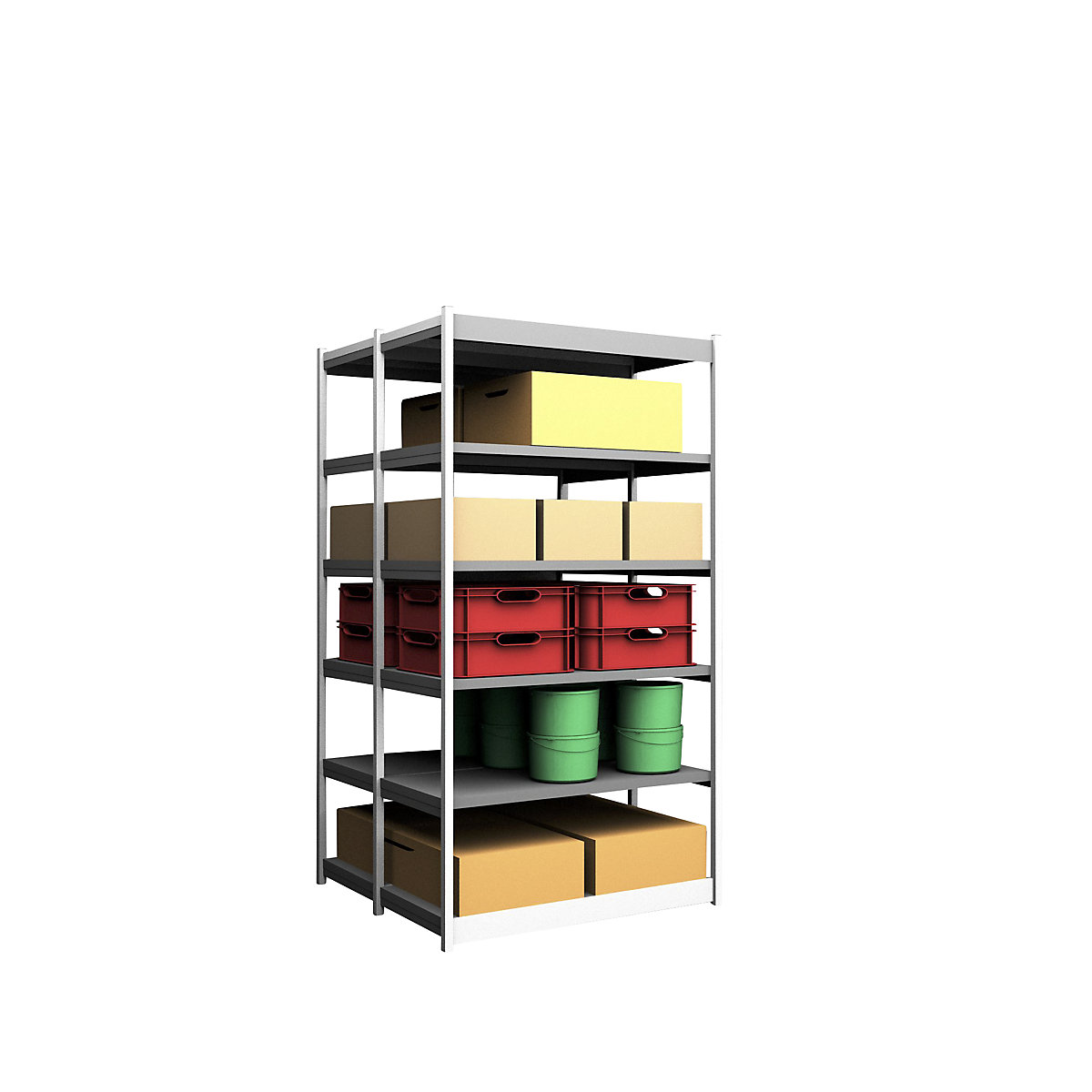 Rayonnage emboîtable, double face – hofe, hauteur rayonnage 2500 mm, coloris gris clair / galvanisé, largeur tablette 1325 mm, rayonnage de base, largeur x profondeur 1325 x 600 mm-76