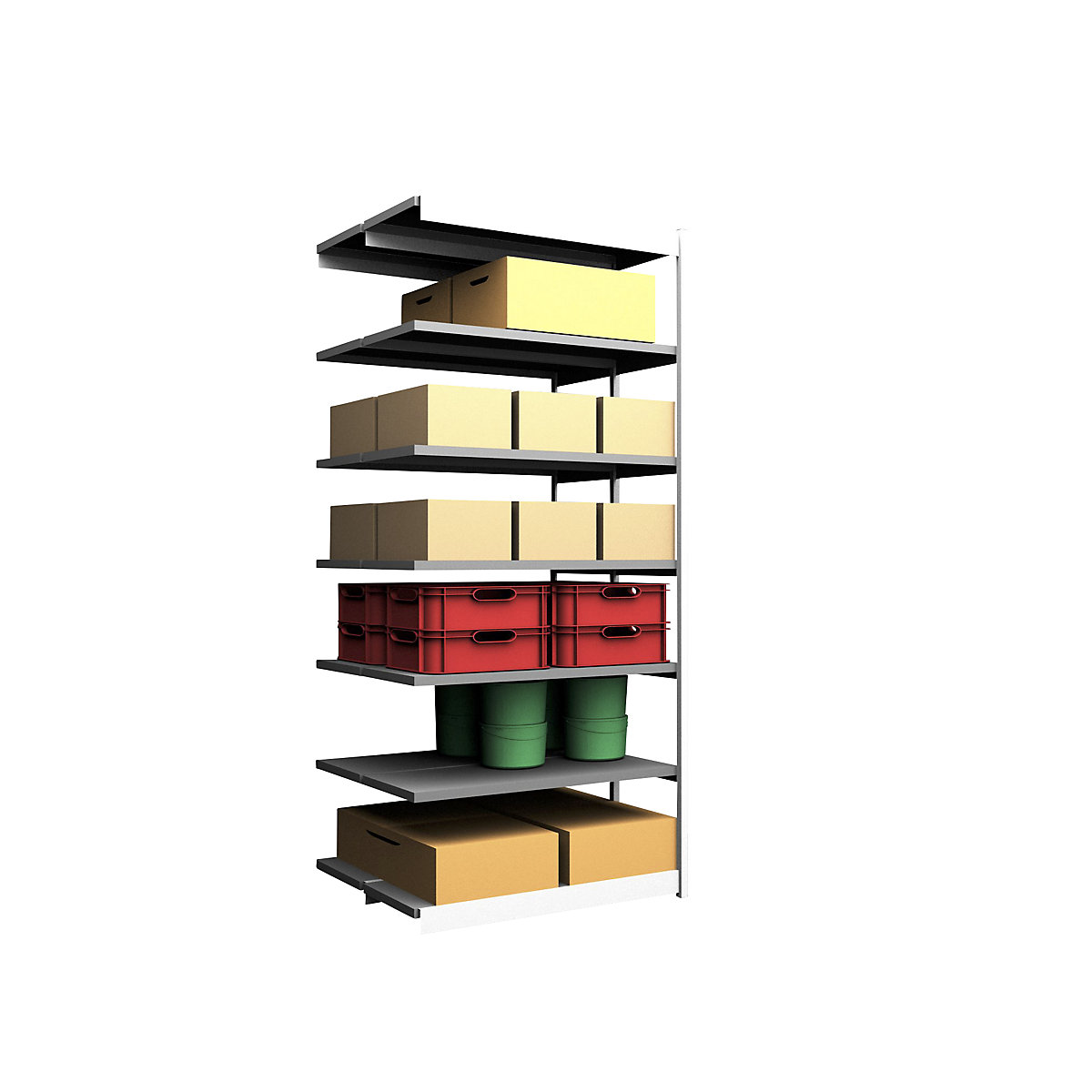 Rayonnage emboîtable, double face – hofe, hauteur rayonnage 3000 mm, coloris gris clair / galvanisé, largeur tablette 1325 mm, rayonnage additionnel, largeur x profondeur 1325 x 500 mm-46