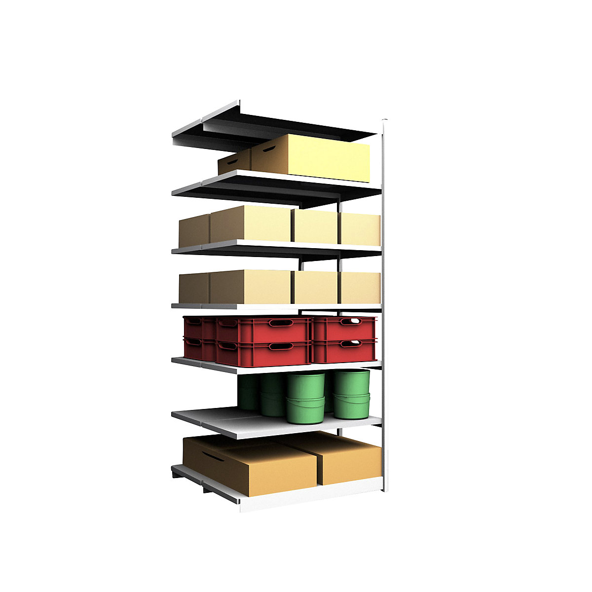 Rayonnage emboîtable, double face – hofe, hauteur rayonnage 3000 mm, coloris gris clair / galvanisé, largeur tablette 1325 mm, rayonnage additionnel, largeur x profondeur 1325 x 600 mm-24