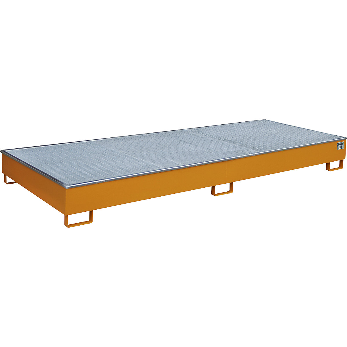 Cuve de rétention pour rayonnage avec insert en polyéthylène – eurokraft pro, avec caillebotis, 540 l, L x l x h 3265 x 1315 x 270 mm, orange-0