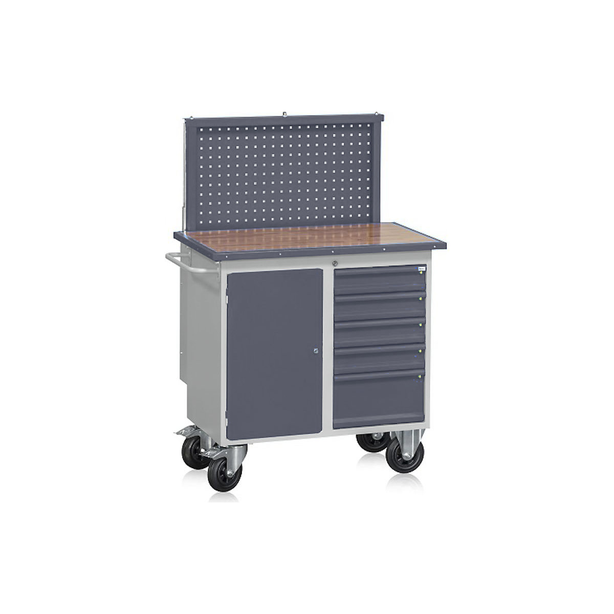 Perforated panel for mobile workbench