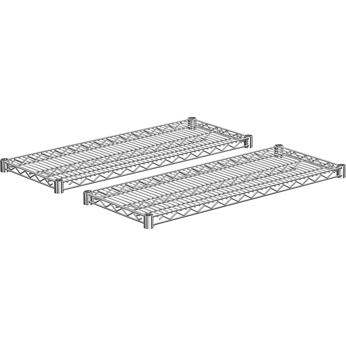 Shelf for steel mesh shelf unit, chrome plated