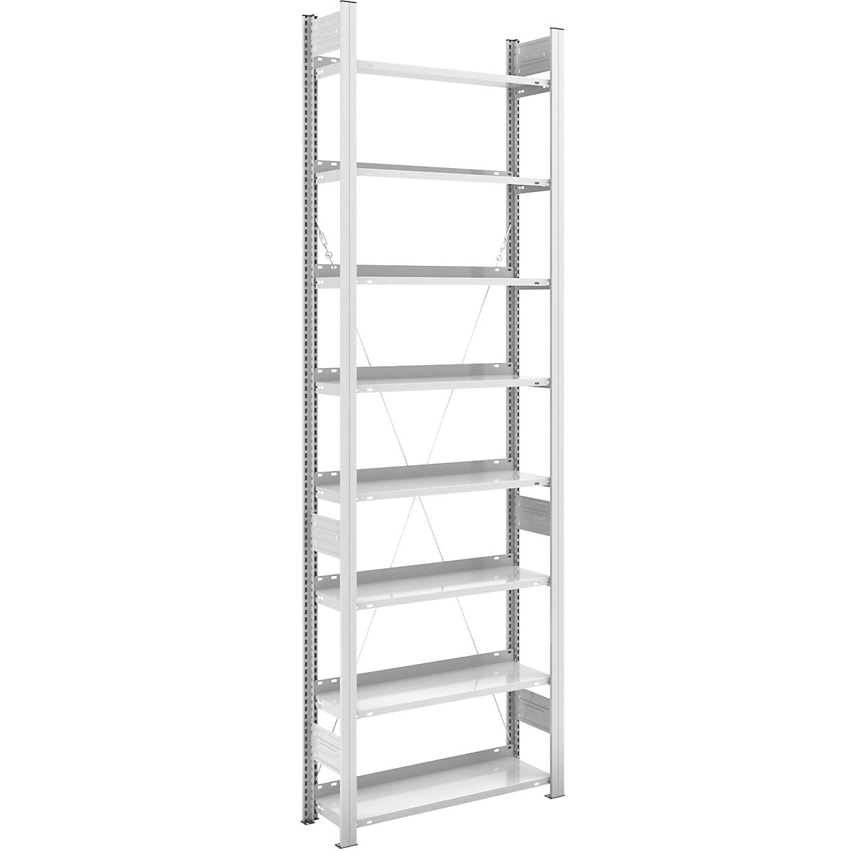 Boltless filing shelf unit, RAL 7035 – hofe, shelf height 2700 mm, single sided, standard shelf unit, WxD 750 x 300 mm-33