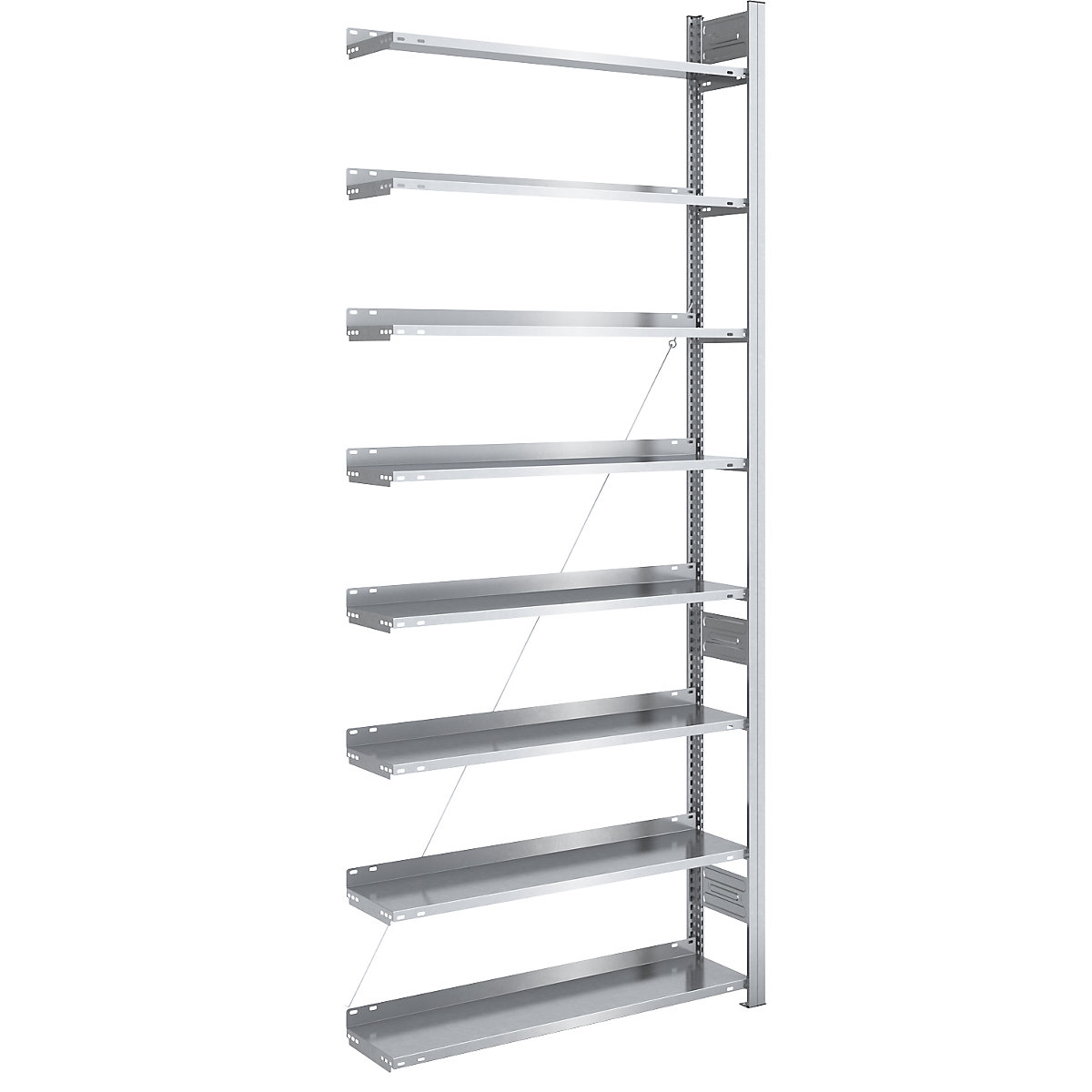 Boltless filing shelf unit, zinc plated – hofe, shelf height 2700 mm, single sided, extension shelf unit, WxD 1000 x 300 mm-10