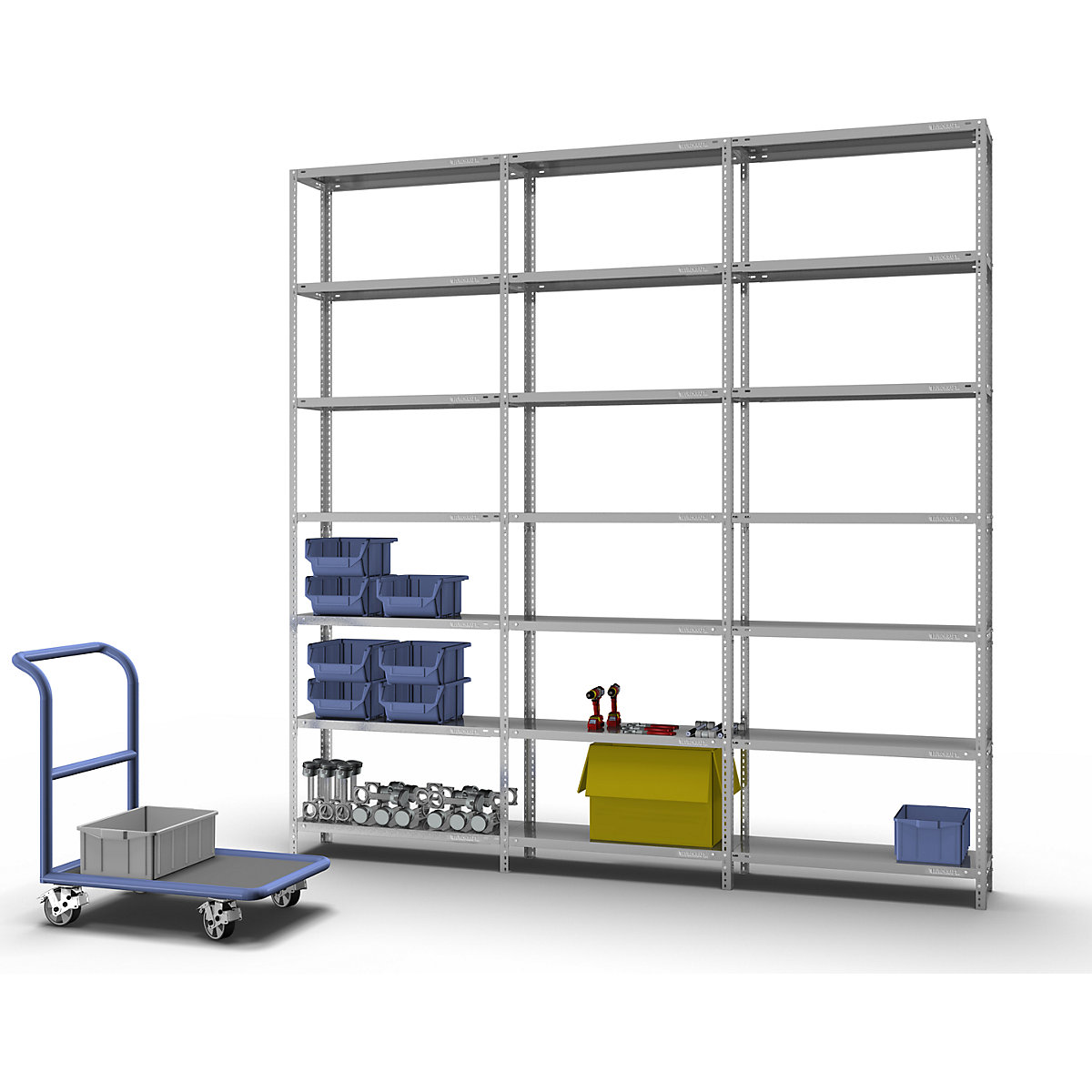 Bolt-together shelf unit, light duty, zinc plated – eurokraft pro (Product illustration 2)-1