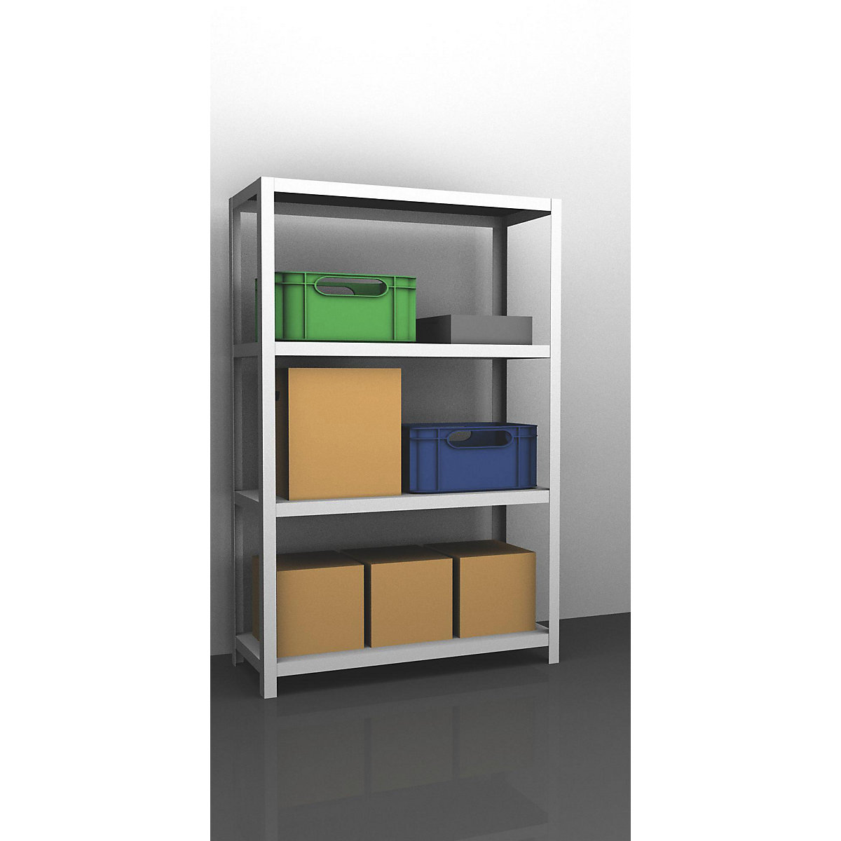 Bolt-together shelving, light duty – eurokraft pro, double-sided, HxWxD 1500 x 1000 x 300 mm, grey, basic shelf unit-88