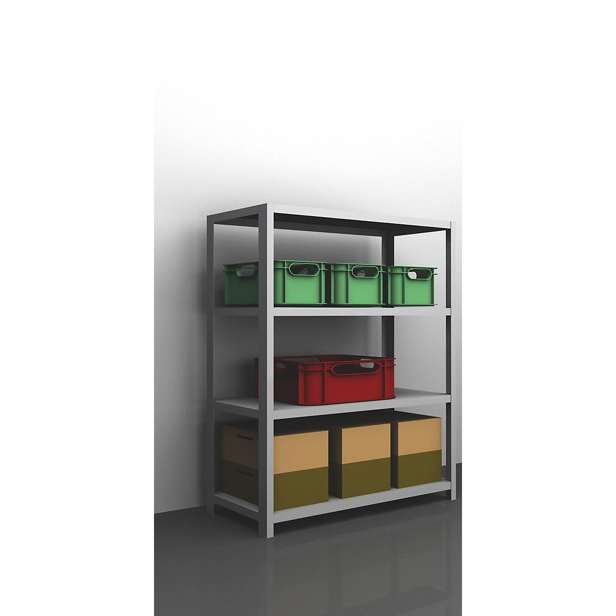 Bolt-together shelving, light duty – eurokraft pro, double-sided, HxWxD 1500 x 1300 x 600 mm, zinc plated, basic shelf unit-11