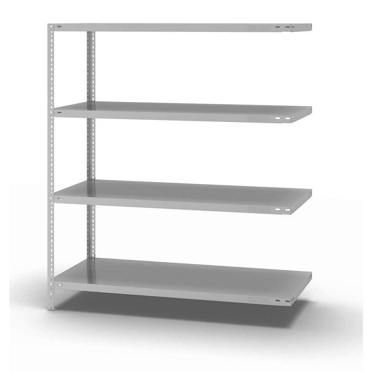 Bolt-together shelving, light duty – eurokraft pro, double-sided, HxWxD 1500 x 1300 x 600 mm, grey, extension shelf unit-55