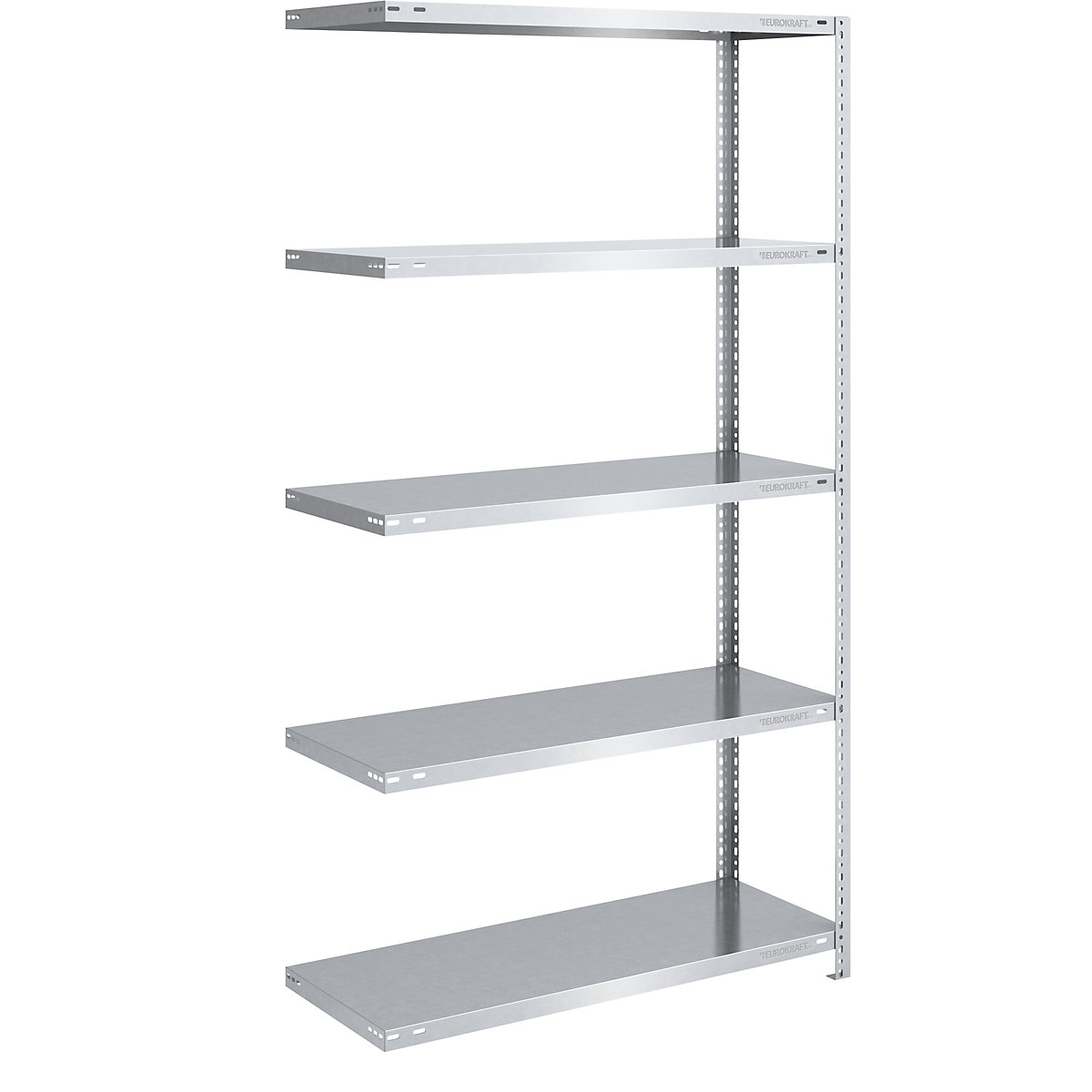 Bolt-together shelving, light duty – eurokraft pro, double-sided, HxWxD 2000 x 1000 x 500 mm, zinc plated, extension shelf unit-108