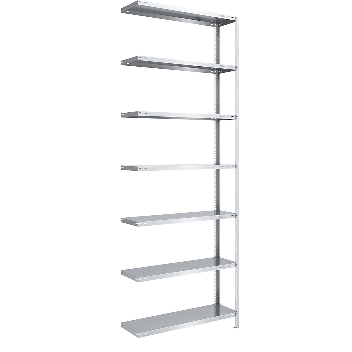 Bolt-together shelving, light duty – eurokraft pro, double-sided, HxWxD 3000 x 1000 x 400 mm, zinc plated, extension shelf unit-93