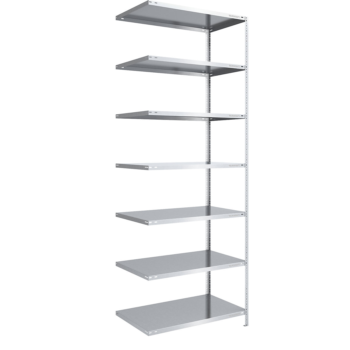 Bolt-together shelving, light duty – eurokraft pro, double-sided, HxWxD 3000 x 1000 x 800 mm, zinc plated, extension shelf unit-133